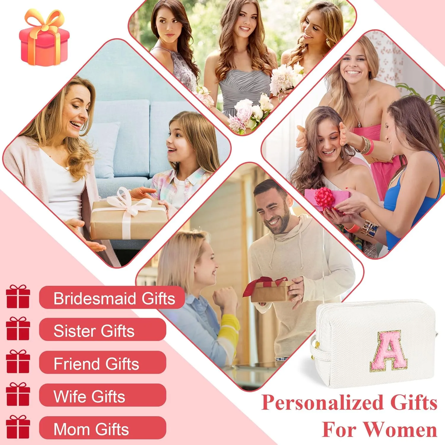 YOOLIFE Travel Makeup Bag Cosmetic Bag, Make Up Bags for Women Skincare Makeup Bag Organizer Toiletry Bag Personalized Gifts for Women Her Teen Girlfriend Best Friend Birthday Gifts for Mom Teacher T