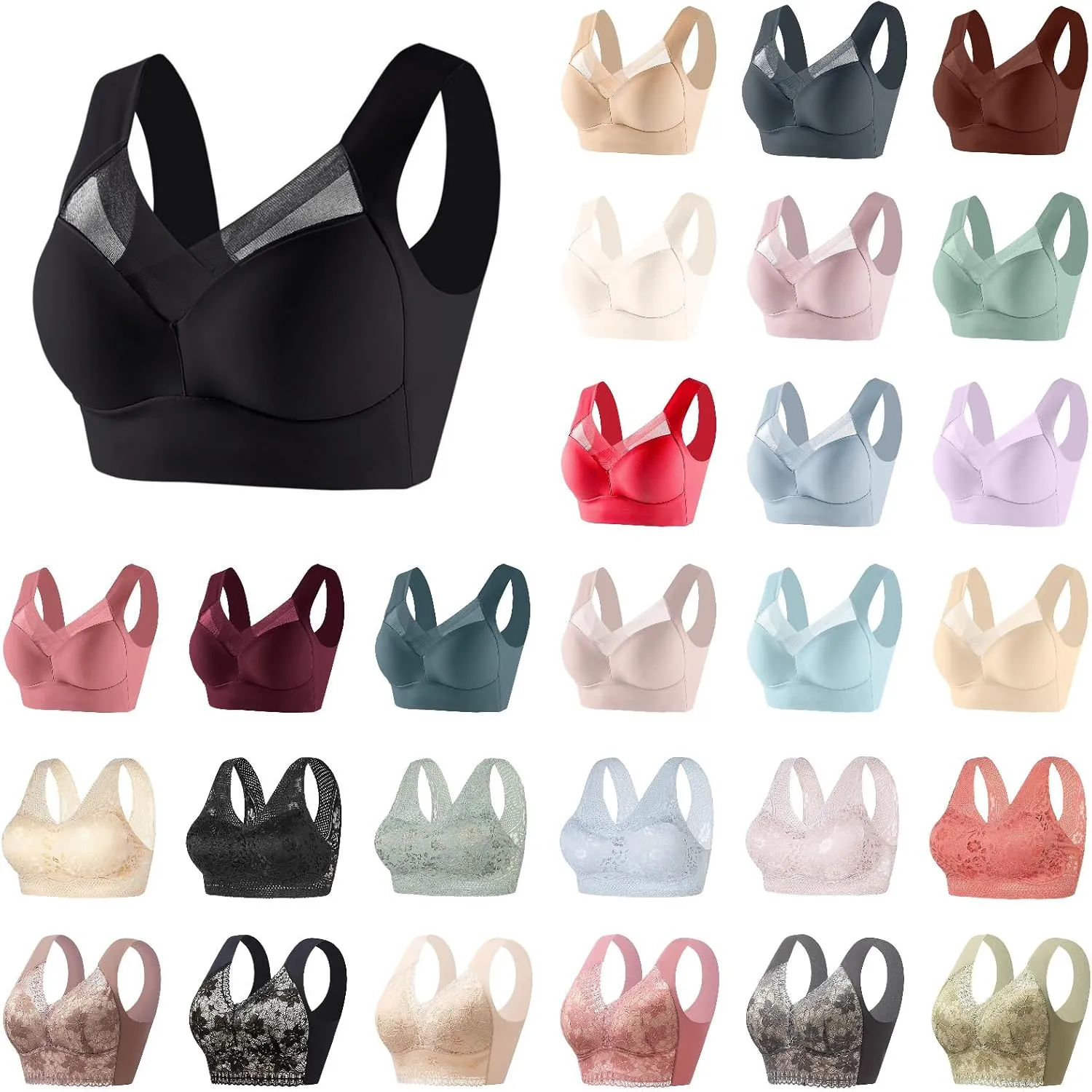 Zenchic Bra - Seamless Sexy Push up Wireless Bra,Lysine Charm Bras,Ice Silk Posture Correcting Sports Bras