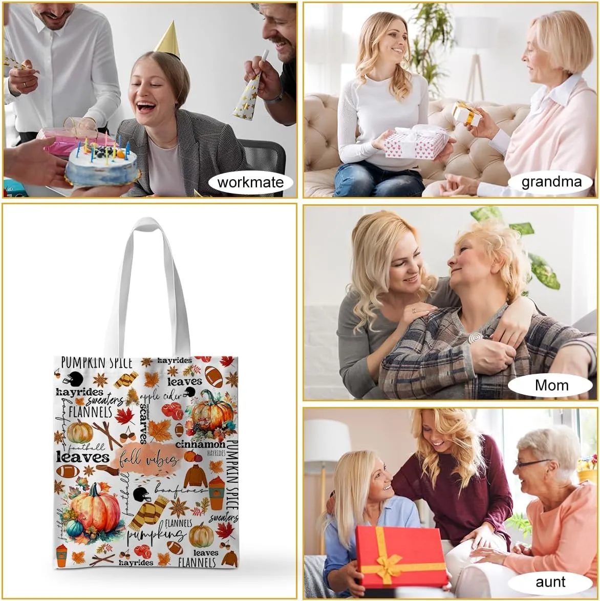 ZHAMEN Gnomes Gifts for Women - Funny Thanksgiving Pumpkin Christmas Halloween Sunflower Tote Bag