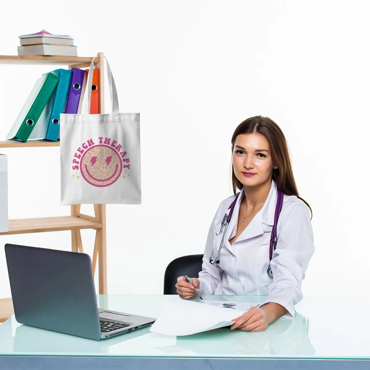 ZHAMEN Speech Therapy Tote Bag SLP Gifts for Speech Language Pathologist Women Teacher Speech Therapist Gift
