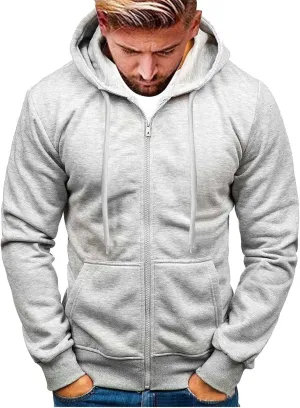Zip Up Hoodies for Men Casual Pullover Hoodie Fall Winter Drawstring Hooded Sweatshirts Long Sleeve Hoodie