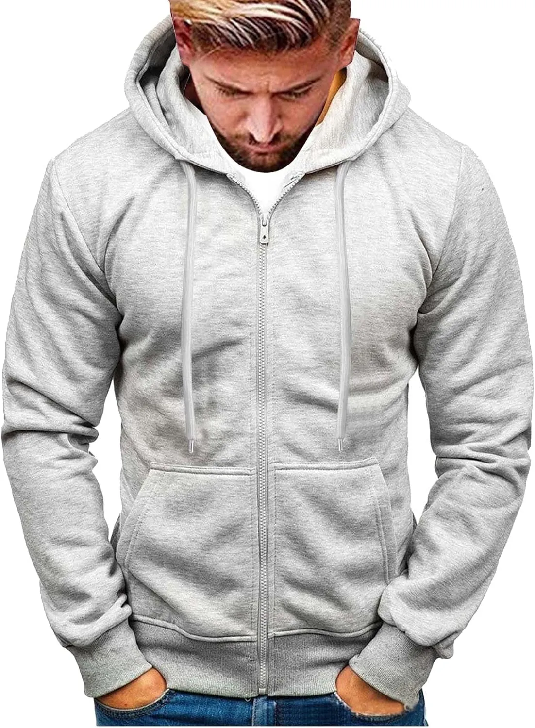 Zip Up Hoodies for Men Casual Pullover Hoodie Fall Winter Drawstring Hooded Sweatshirts Long Sleeve Hoodie
